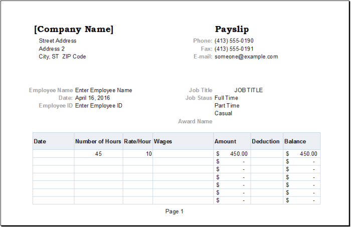 Slip salary sample template editable payslip format examples word pdf excel payroll templates samples pay employee example receipt business income