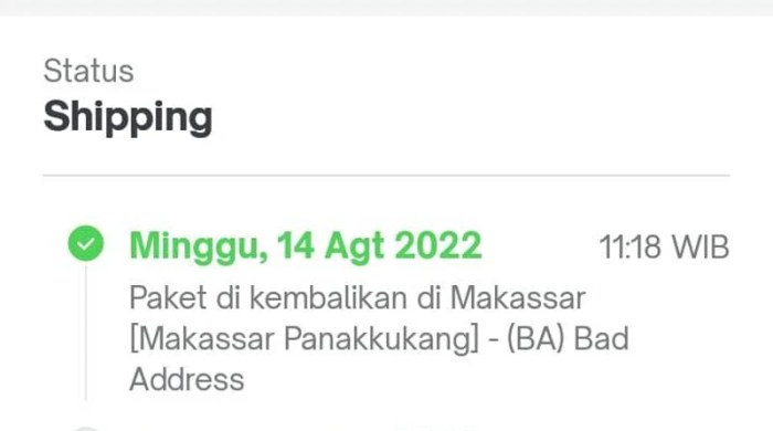 Bad address sicepat
