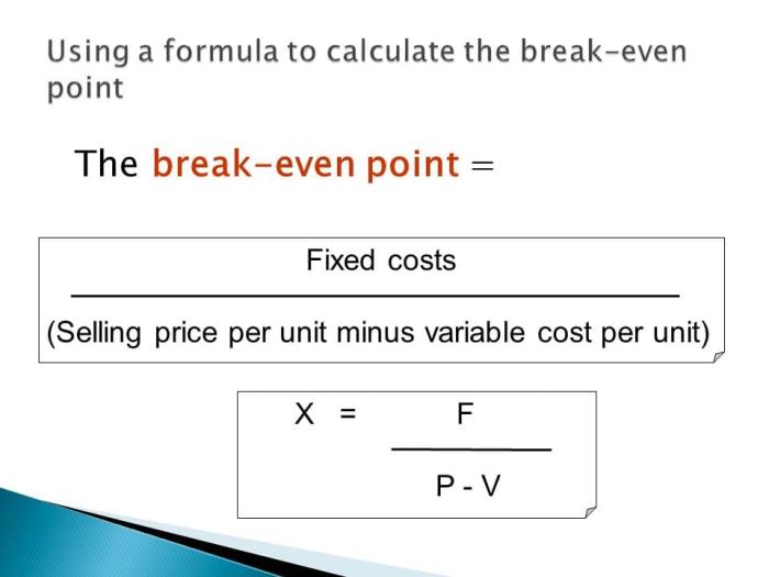 Break even point bep unit per variable formula costs breakeven equation units sales example find price fixed ratios question project