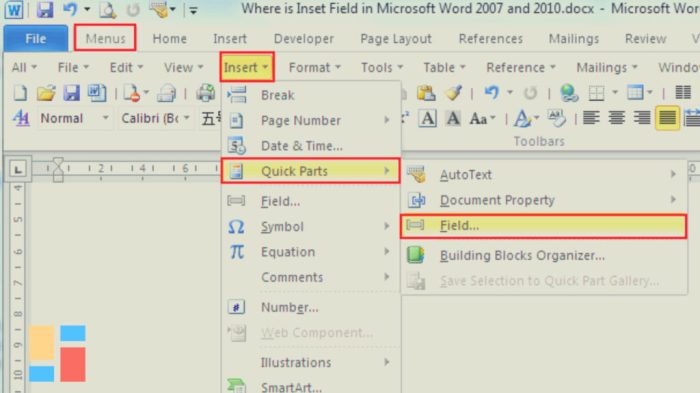 Excel insert menu microsoft 2010 2007 where down drop click ribbon