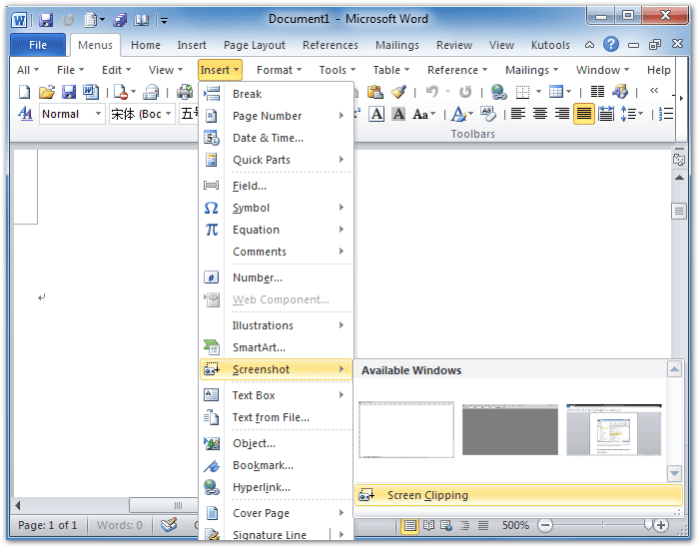 Menu insert shapes windows inserting camera